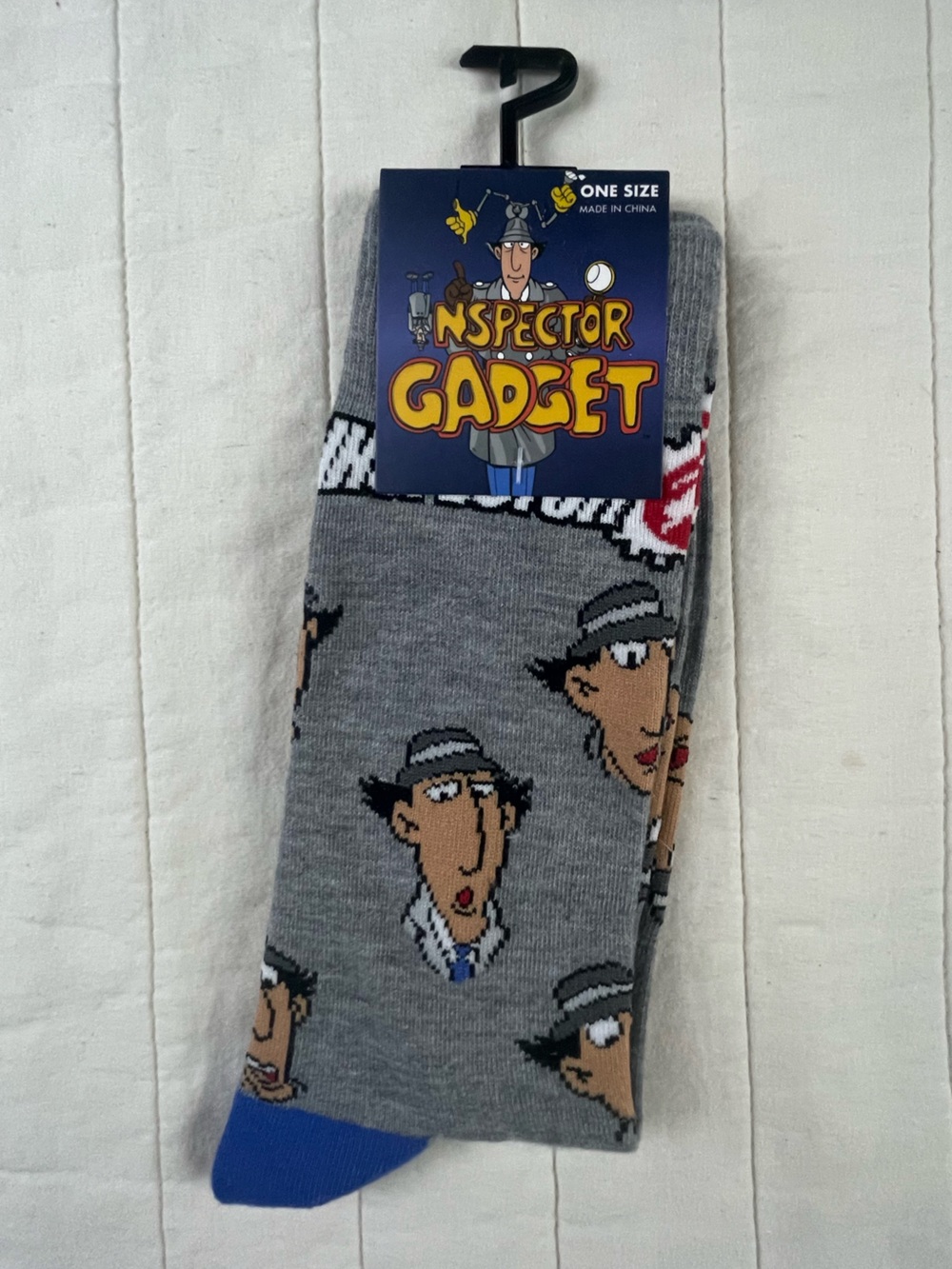 Inspector Gadget Gray Novelty Socks - Adult 7-12